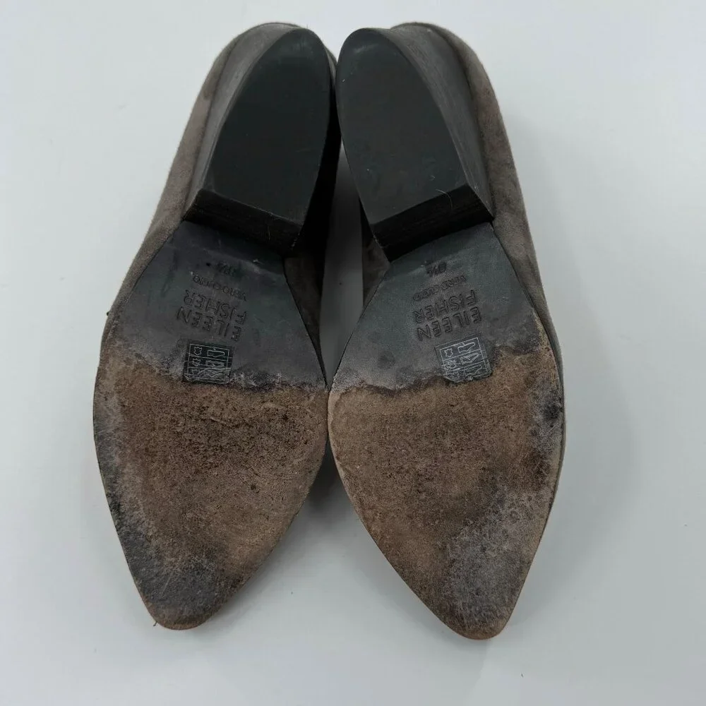 Eileen Fisher Hawk Suede Chunky Heel Pumps 8.5M